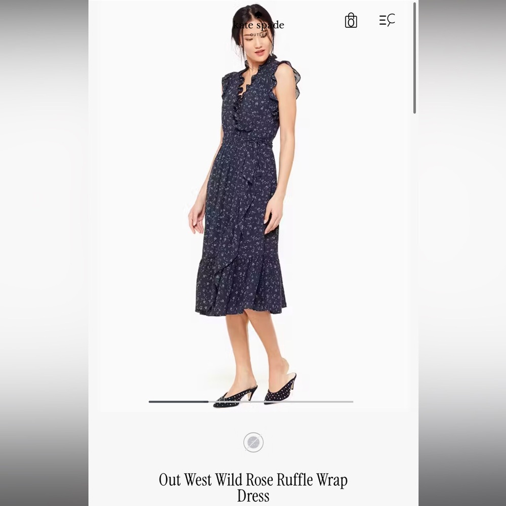 ♠️ Kate Spade ♠️ Out West Wild Rose Ruffle Wrap Dress - Picture 2 of 8